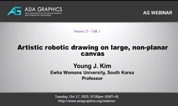 Artistic robotic drawing on large, non-planar canvas